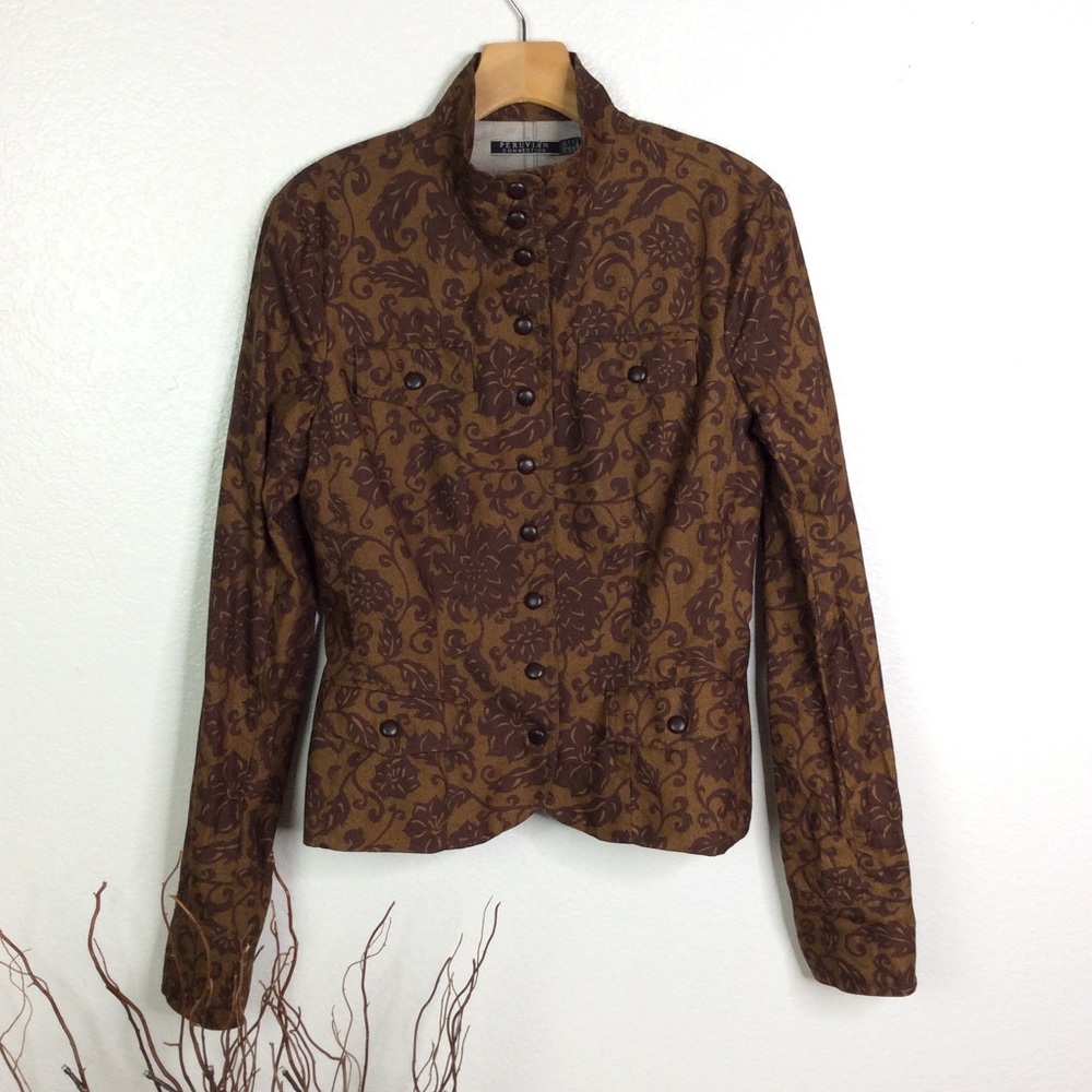 PERUVIAN CONNECTION High Neck Peplum Jacket - Picture 3 of 5